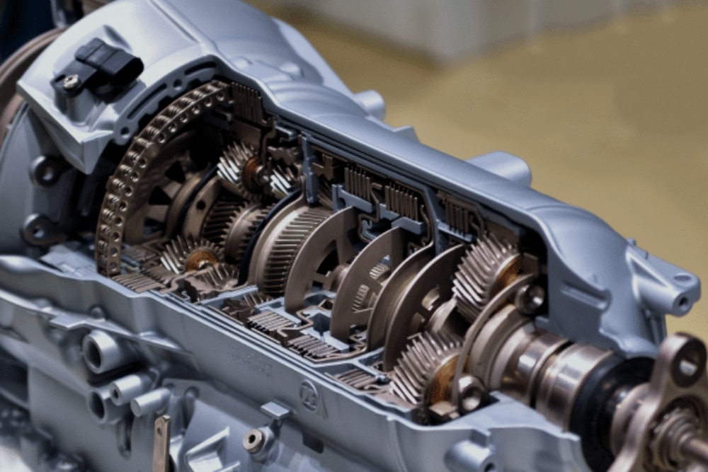 Transmission Service in Chicopee, MA At E&G Automotive. Close-up view of a vehicle transmission system